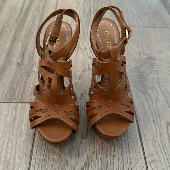 Guess Tan Strappy Heels - Picture 1 of 11